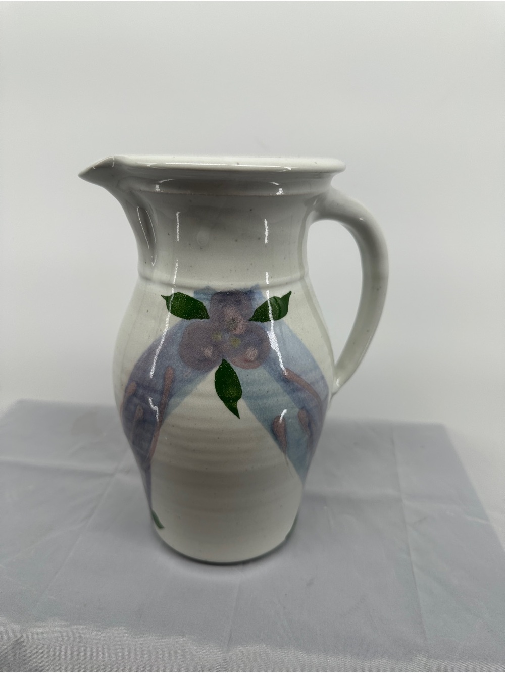 Ceramic flower studio pottery jug